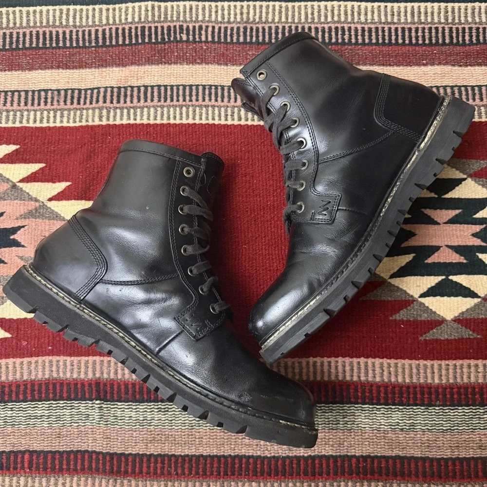 Timberland Britton Hill Waterproof Boots Sz 9.5 Black Leather Distressed Combat